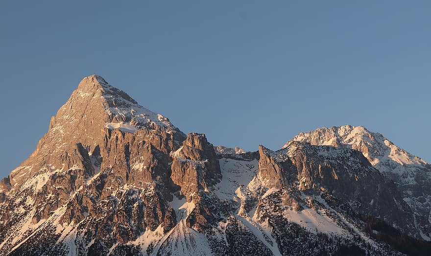 gunung, alam, perjalanan, eksplorasi, di luar rumah, pegunungan Alpen, tyrol, Austria, salju, puncak gunung, musim dingin