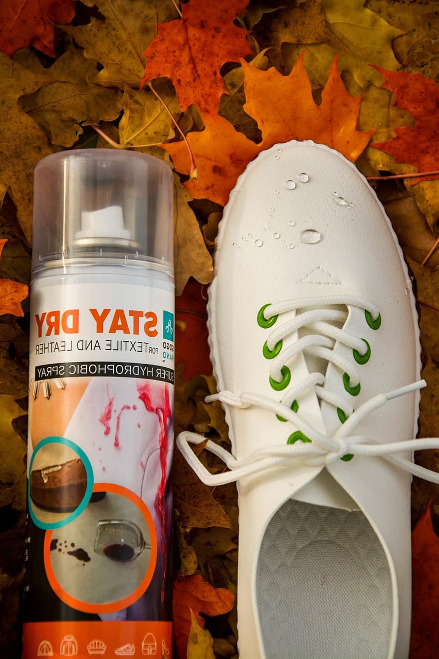 anti air, sepatu, pelindung sepatu, botol semprotan, tetesan air, nanoteknologi, nano, perlindungan, ramah lingkungan, musim gugur, daun