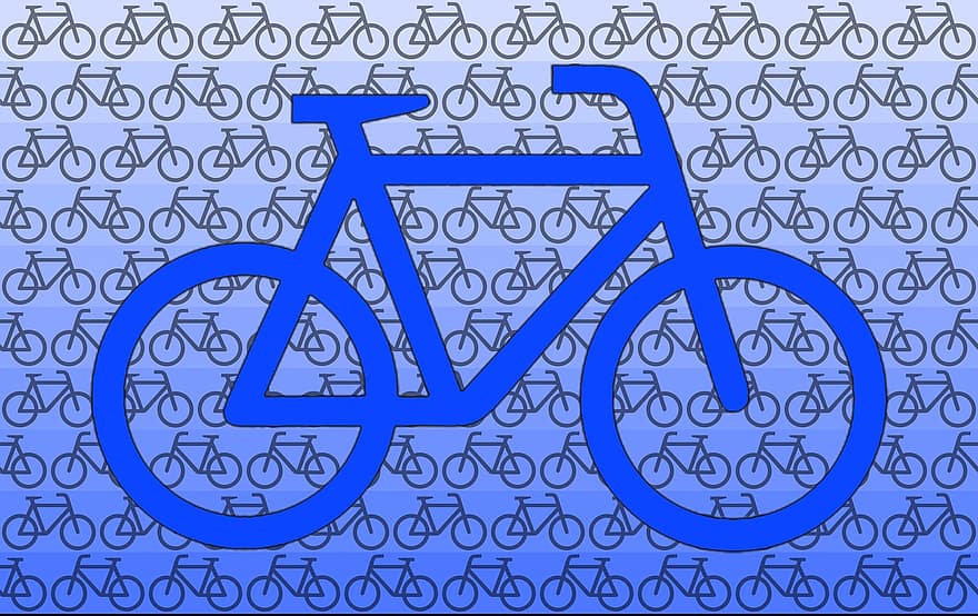 bicyclette, graphique, isolé, graphiquement, modèle, disposition, conception d'image, coloré, bleu, pente, de bonne humeur