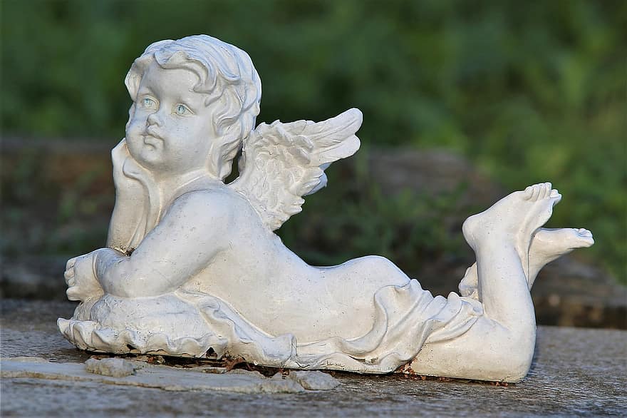 ange de pierre, statue, figure, sculpture, ailes, décoration, amour, Mémoire, cimetière, la nature