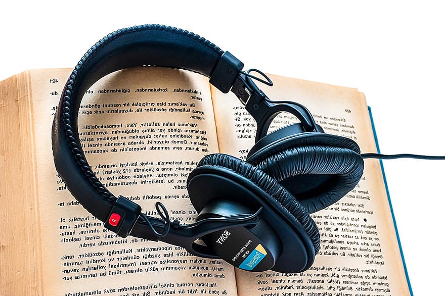 fones de ouvido, fone de ouvido, abra o livro, áudio-livro, ler, registro, tecnologia, literatura, conhecimento, biblioteca, Aprendendo