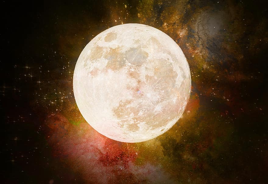 Луна, пылать, звезды, научно-фантастический, фантастика, ночь, свет, небо, свет луны, облака, вечер