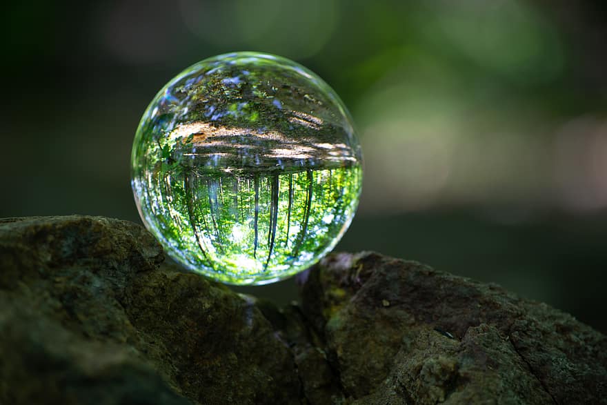 sfera, stiklas, pobūdį, kamuolys, krištolas, dangus, gaublys, fonas, kraštovaizdį, natūralus, atspindys