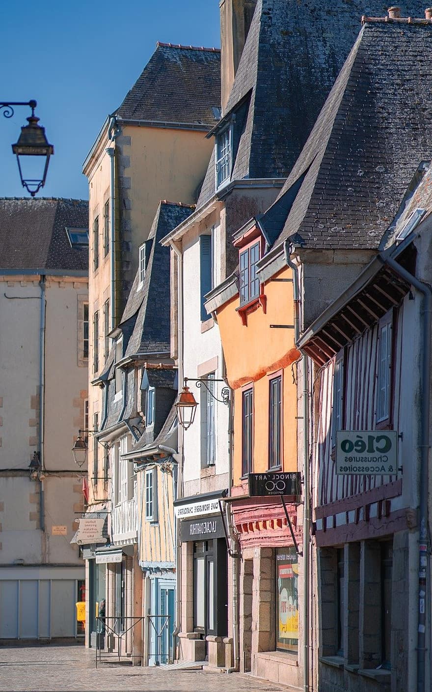 centro storico, architettura, costruzione, finestra, Quimper, paesaggio urbano, case, centro, Brittany, culture, esterno dell'edificio