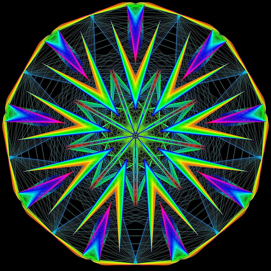Mandala, psihedelică, neon