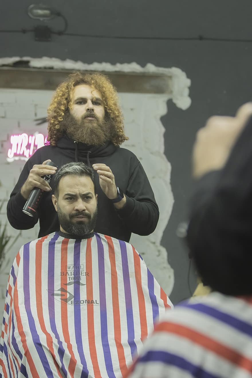 frisyr, frisör, iran, barberare, Mashhad City, hårsalong, jorj barberare, jobb, arbete, män, vuxen