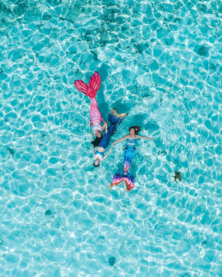 бассейн, русалки, летом, отпуск