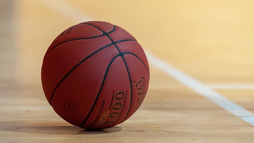 míč, Basketball, sportovní, spalding, gumový míč, soud, Tvrdý soud, dřevěná podlaha, sport, detail, hraní