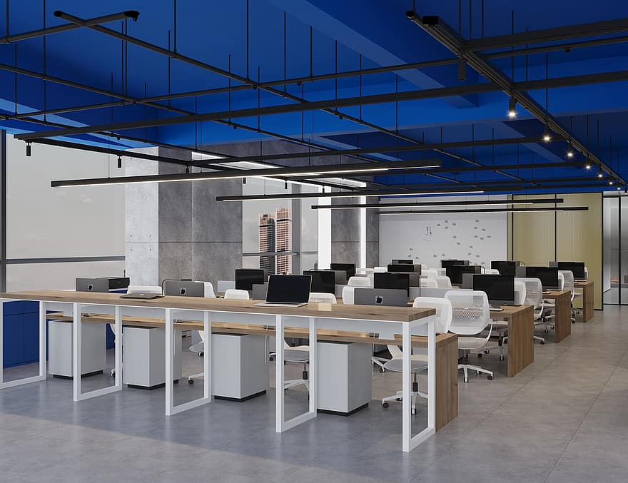 oficina, diseño de interiores, interior de la oficina moderna, Diseño de oficina moderno