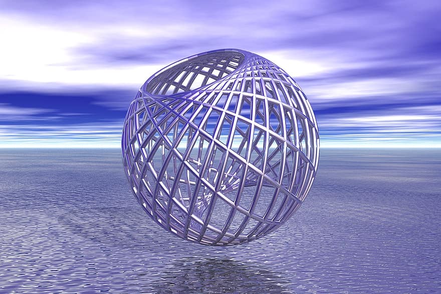 Water, Sky, Cage, 3d