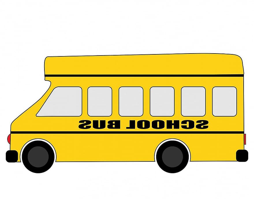 باص المدرسة ، حافلة ، الأصفر ، مركبة ، وسائل النقل ، المواصلات ، كرتون ، قصاصة فنية ، رحلة ، طريق ، اركب