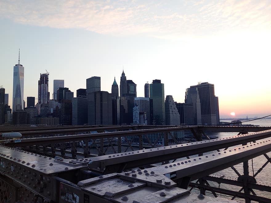 جسر بروكلين ، مانهاتن ، مدينة ، السفر ، السياحة ، نيويورك ، البنايات