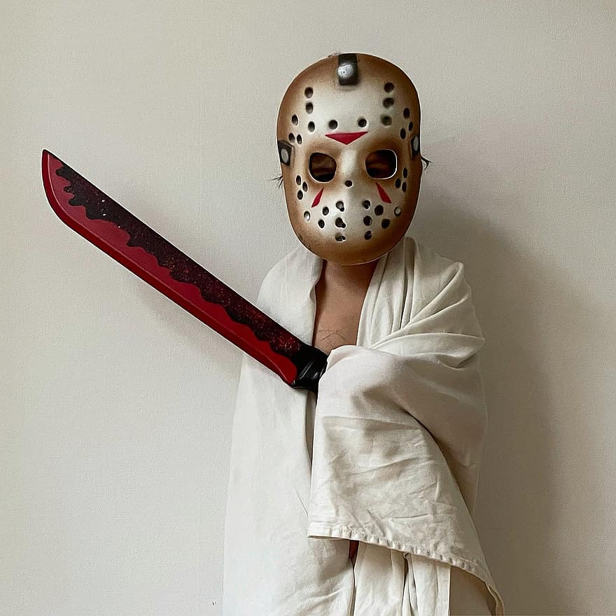 Jason Costume, Child, Halloween, Friday The 13th, Jason Voorhees, Mask, Costume, Hokey Mask, Machete, Sheets, Kid