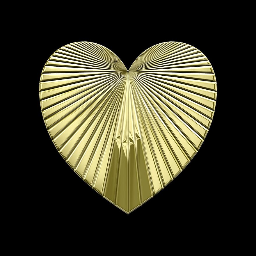 širdis, geodezinis, auksas, blizgantis, juoda, geltona, meilė, Valentino, 3d, brangusis, atspalvis