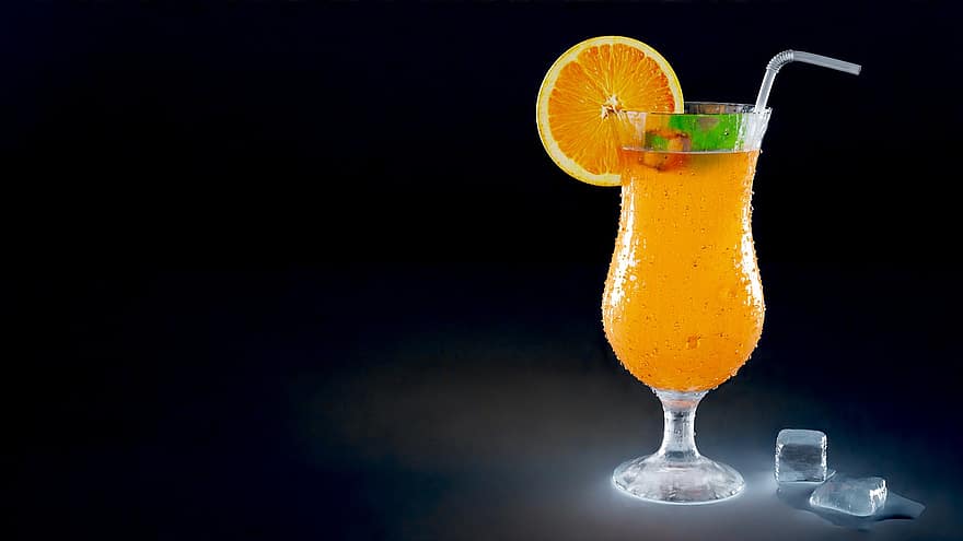 cocktail, juoda, appelsiinimehu, kylmä juoma, virvoke, juoma, 3d, tuoreus, hedelmä, alkoholi, juomalasi