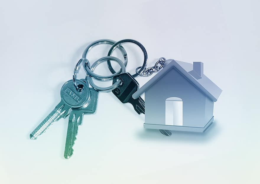 huis, sleutel, keychain, turnkey, stroomgebied, huur, huren, eigendom, Hausherr, huis sleutels, uitzetten