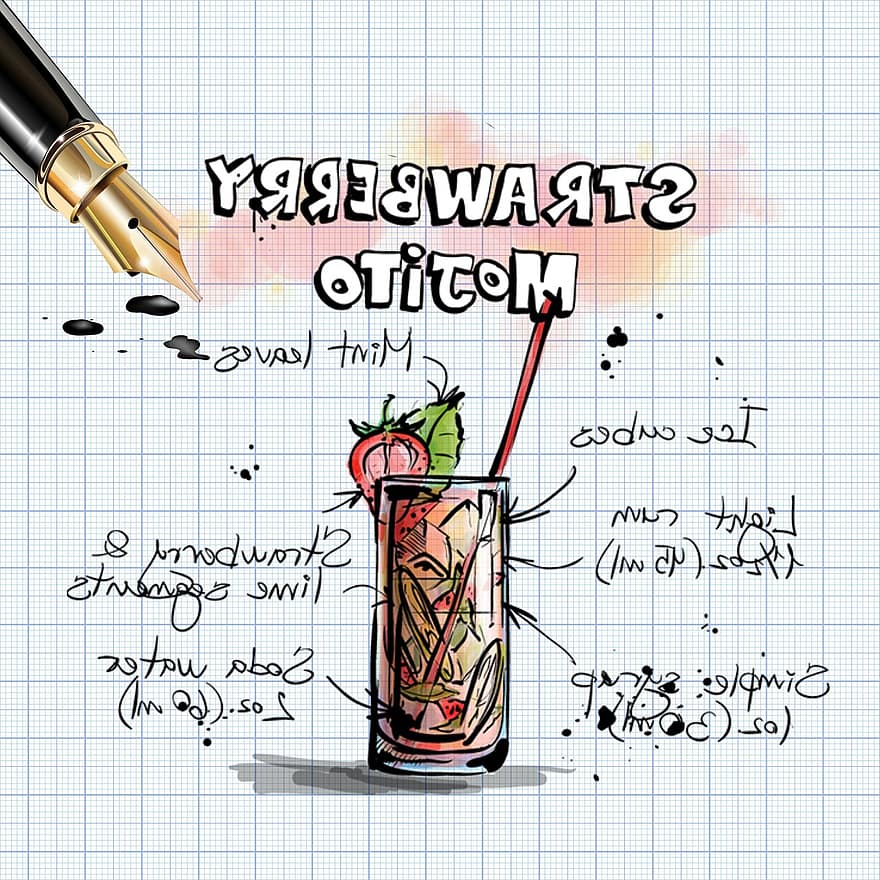 Jordbær Mojito, cocktail, drikke, alkohol, oppskrift, parti, alkoholiker