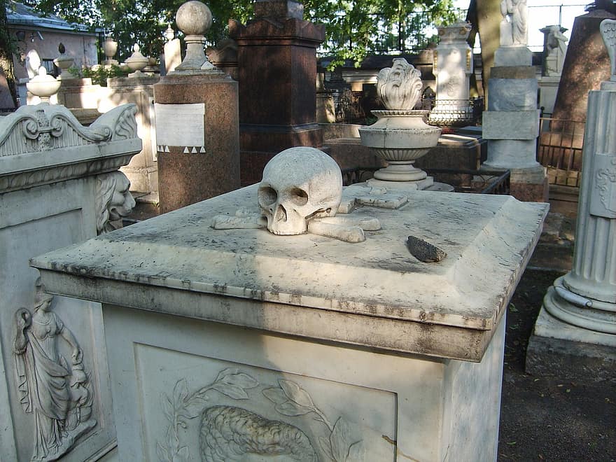Morte, tomba, cimitero, cranio