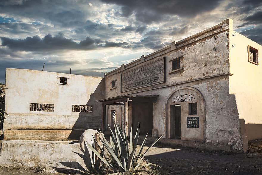 Post Office, Building, Abandoned, Old, Architecture, Desert, Western, Movie Set, building exterior, built structure, cultures