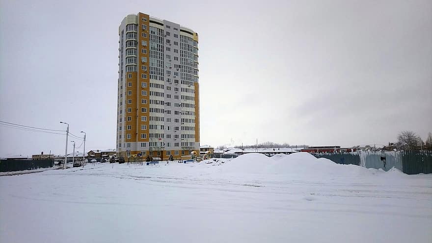 hus, frost, snø, vinter, kald, Krasnodar, arkitektur, bygge eksteriør, is, bygget struktur, skyskraper