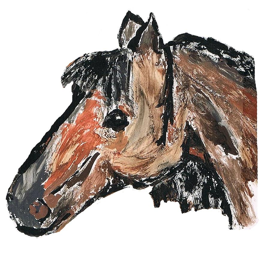 ritning, målning, häst
