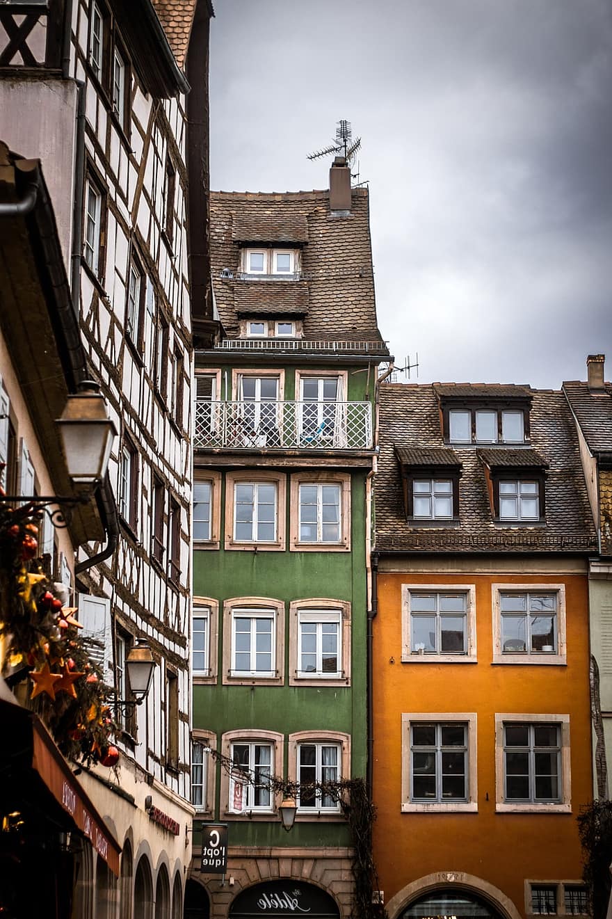 rue, immeubles, Strasbourg, France, ville, Maisons, architecture, à colombages, extérieur du bâtiment, des cultures, endroit célèbre