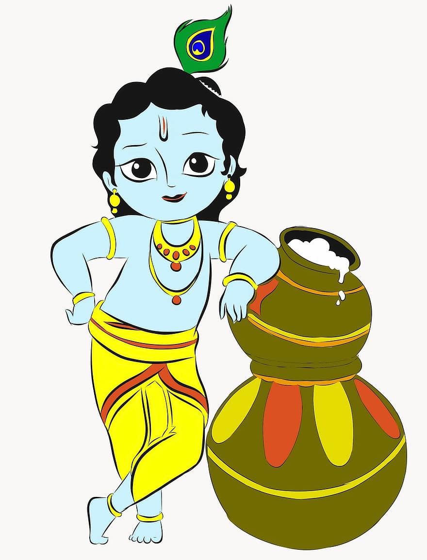 Art du petit seigneur Krishna, seigneur krishna, Petit Krishna, beurre, des pots, sucré
