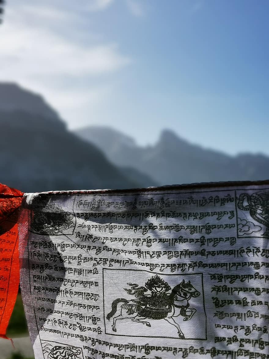 깃발, 티벳, 기도, 탄 네이, 알프스 산맥