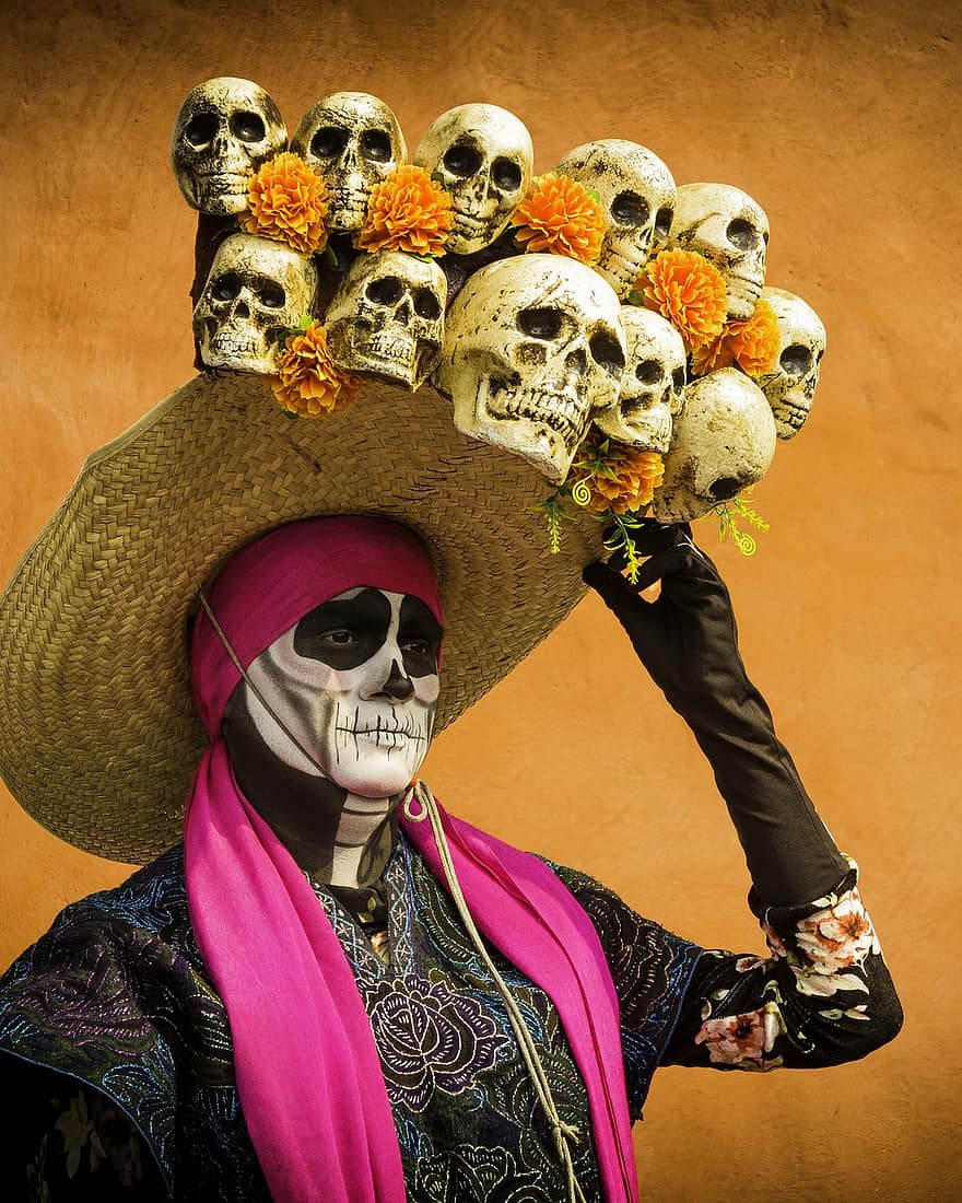 La Catrina, ölülerin Günü, kostüm, Catrina Günü, Meksika, karnaval, Festival