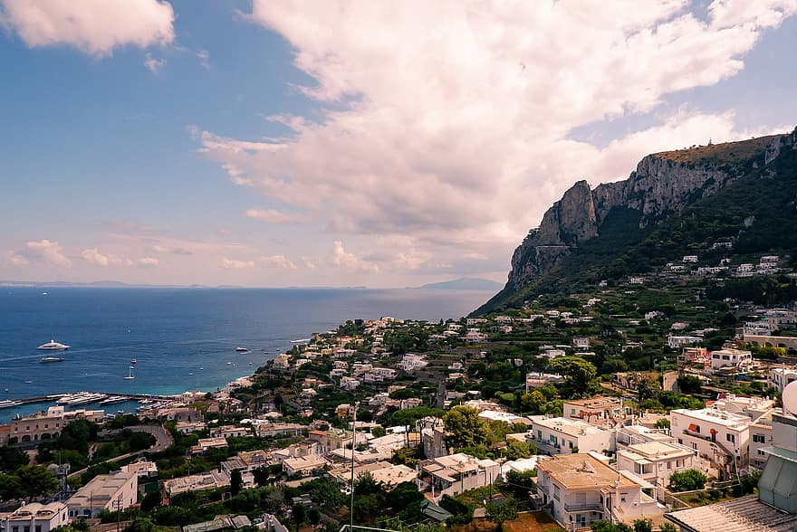 hav, amalfi, resa, turism, stad, Italien, Europa, kustlinje, sommar, landskap, klippa