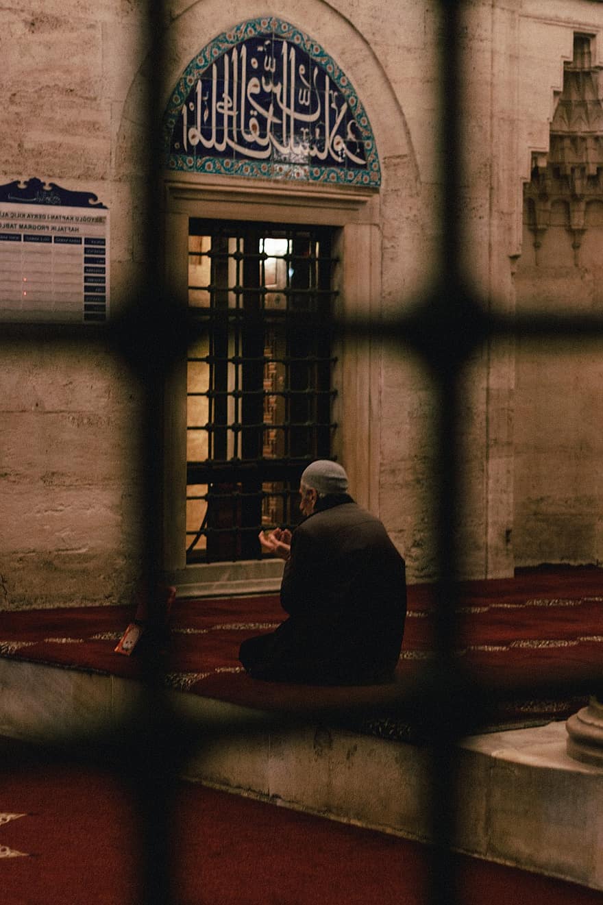 mecset, imádkozás, iszlám, muszlim, Isztambul, férfiak, egy ember, vallás, felnőtt, lelkiség, kultúrák
