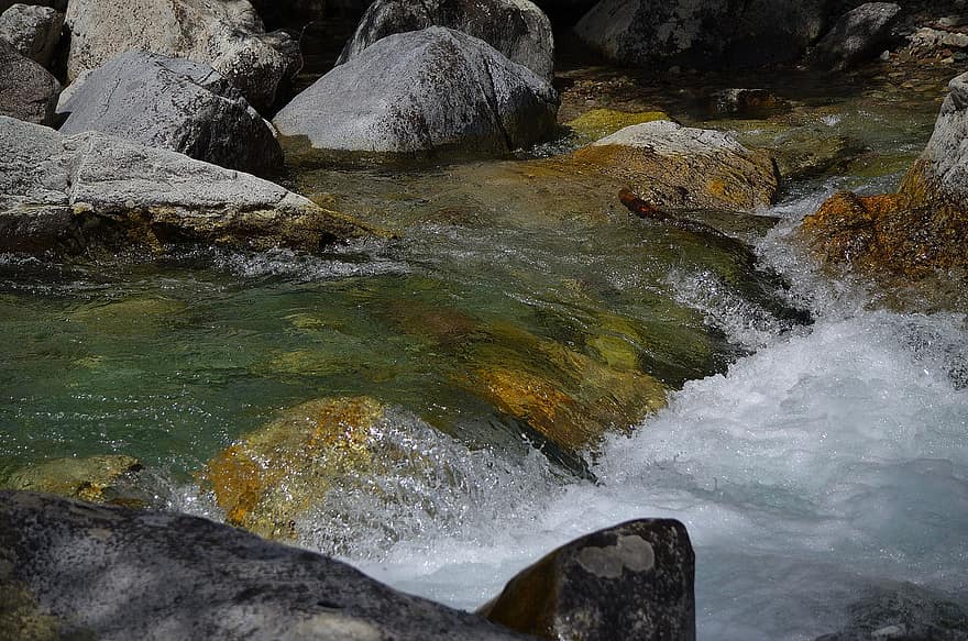 поток, река, природа, горные породы, воды, течь, каскад, ручей, чистая вода
