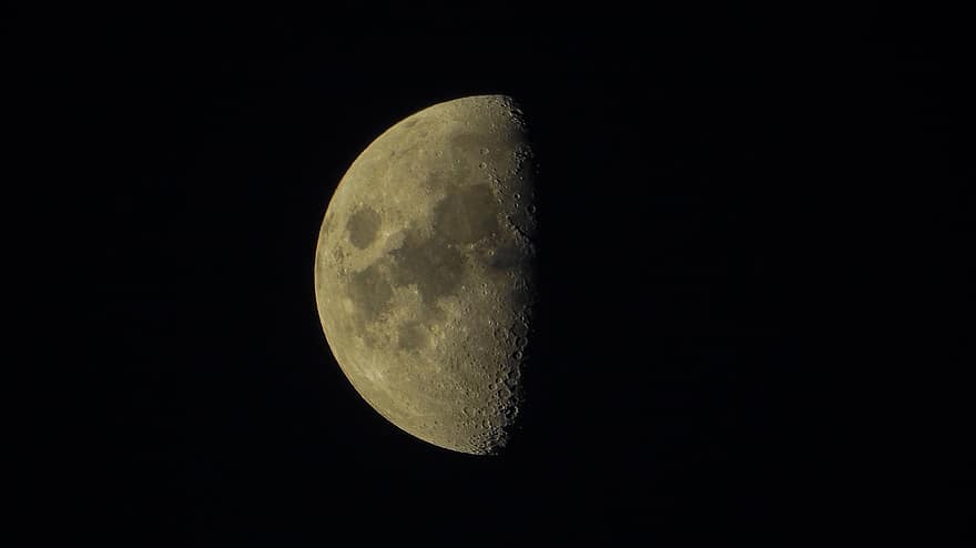 चांद, अंतरिक्ष, आकाश, रात, आधा चंद्रमा, उपग्रह, खगोल, चांद्र