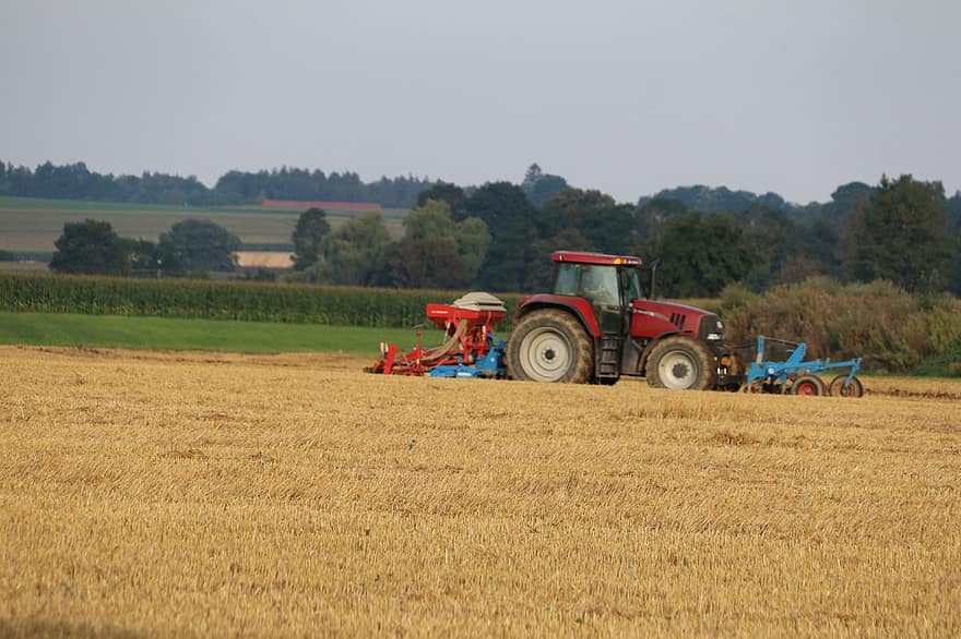 tanah pertanian, traktor, bidang, pedesaan, pertanian, tanah subur, tanaman, lahan pertanian, hayfield
