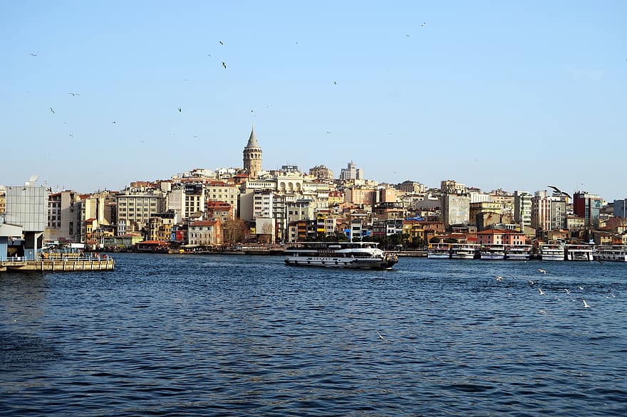 mešita, věž, konstantinople, Istanbul, Bospor, krocan, kultura, krajina, panoráma města, slavné místo, voda