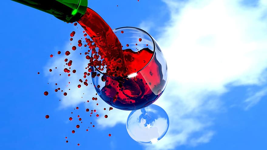 красное вино, вино, 3d, Изобразительное искусство