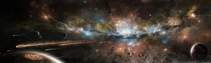 világegyetem, tér, galaktika, festés, bolygó, csillagok, csillagászat, ködfolt, csillag, éjszaka, háttérrel