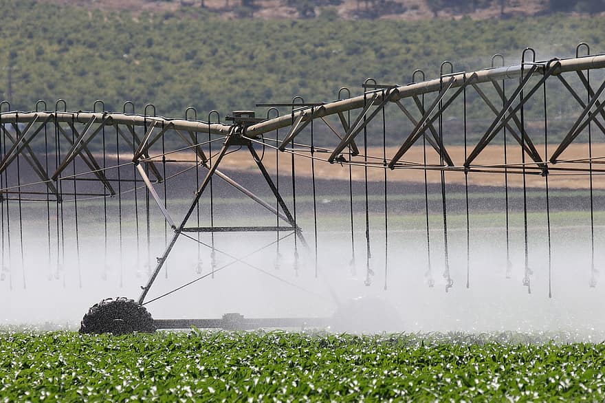 Irrigation, Water, Sprinkles, Field, Climate, Change, agriculture, farm, growth, rural scene, freshness