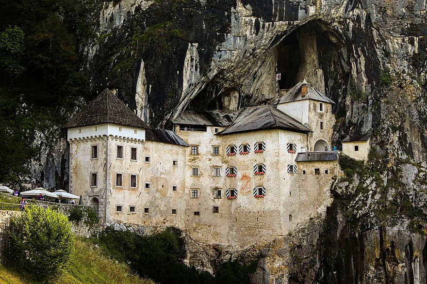 pilis, slovenia, predjama, turizmą, kalnai, predjamski, tvirtovė, akmuo, uolos, pastatas, architektūra
