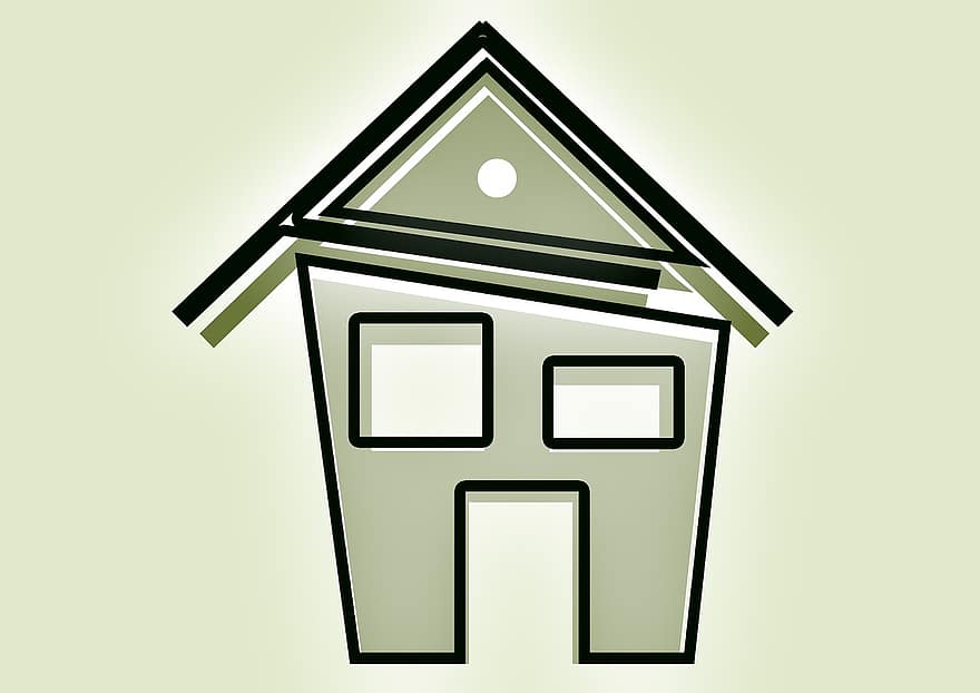 talo, logo, abstrakti, Koti, rakennus, minimalistinen, pelkistetty, vähän, ikkuna, katto