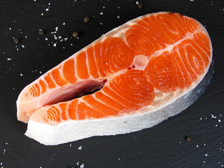 समुद्री भोजन, मछली, सैल्मन, ताज़ा, घटक, स्वस्थ