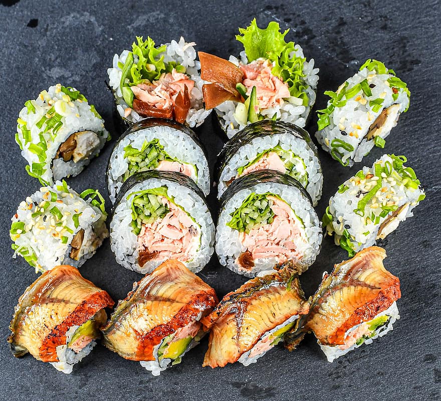 sushi, sushi rolt, maki, Japans eten