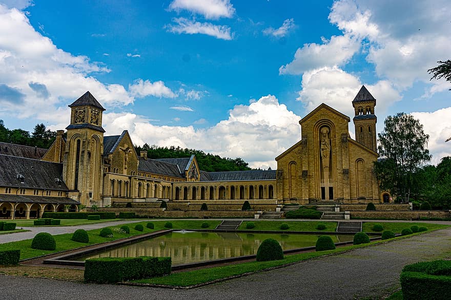 オーバル、修道院、ベルギー、トラピスト、建築、宗教、シスター、オルヴァル修道院、歴史的な、ワロン