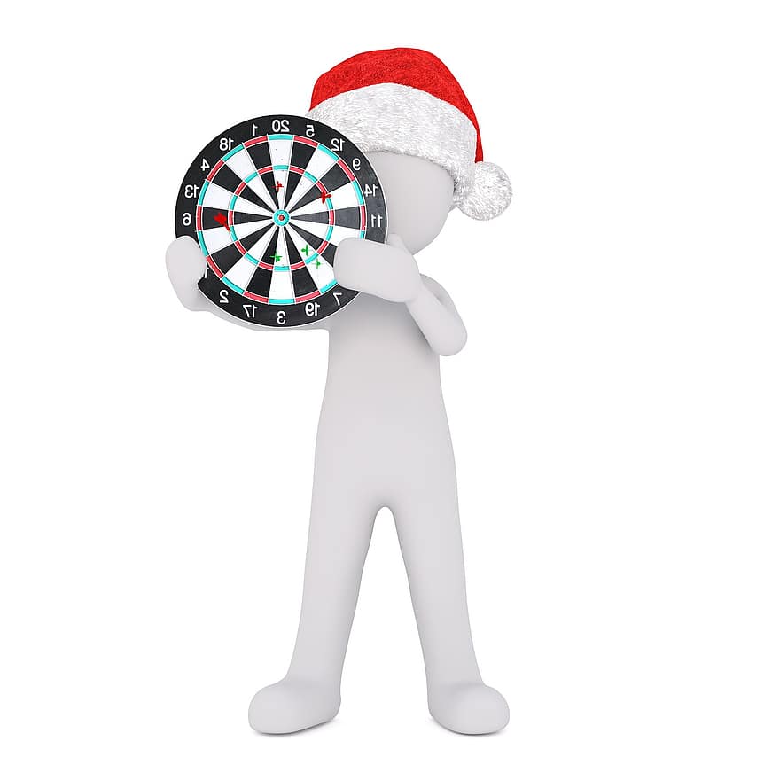 fehér férfi, 3D-s modell, izolált, 3d, modell, teljes test, fehér, santa kalap, Karácsony, ajándék, 3d santa kalap