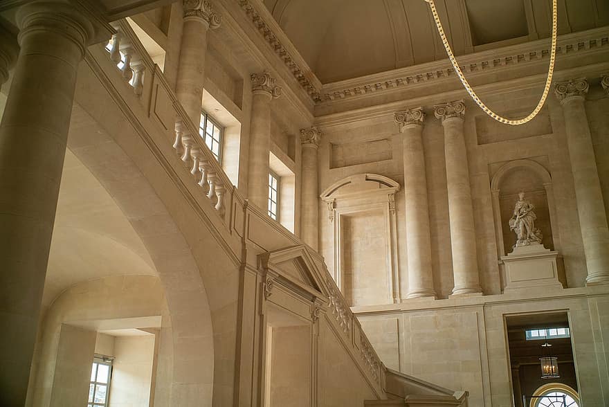 дворец на Версай, замък, интериор, стълбище, скулптура, архитектура, исторически, наследство, музей, дворец, Версай