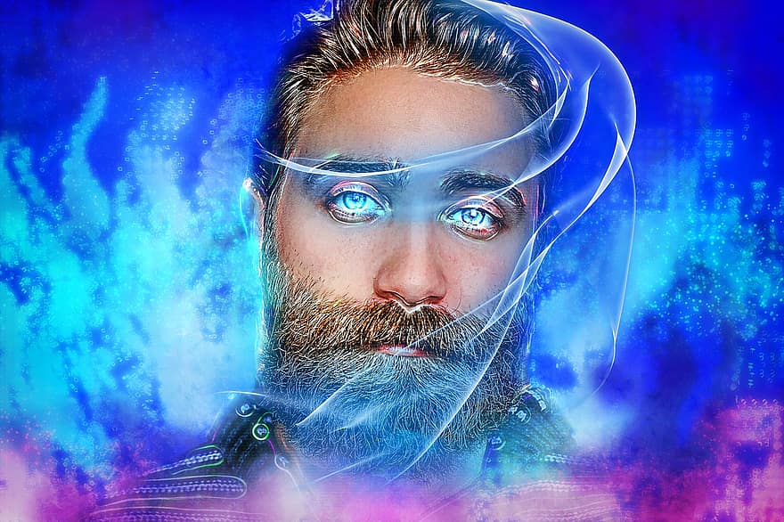 бородатий чоловік, портрет, цифрове мистецтво, борода, вуса