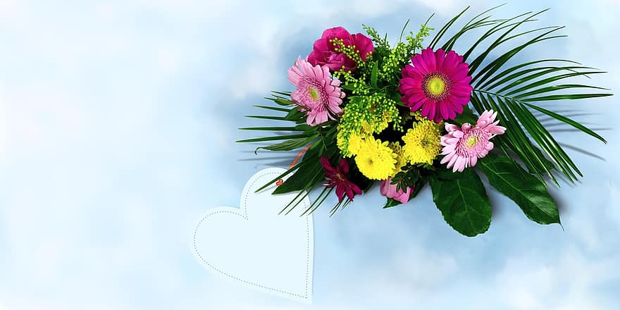kytice, květiny, Děkuji, barvitý, flóra, narozeniny, Pozdrav, mapa, pohlednice, narozeninové přání, blahopřání