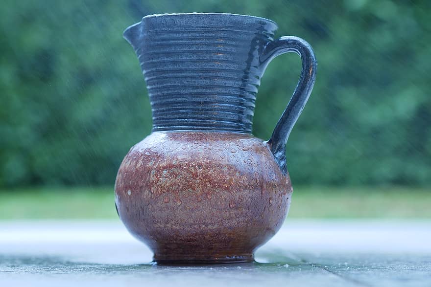 poterie, céramique, récipient, vase, grès, pluie, artisanat, des pots, cruche, pot, rustique