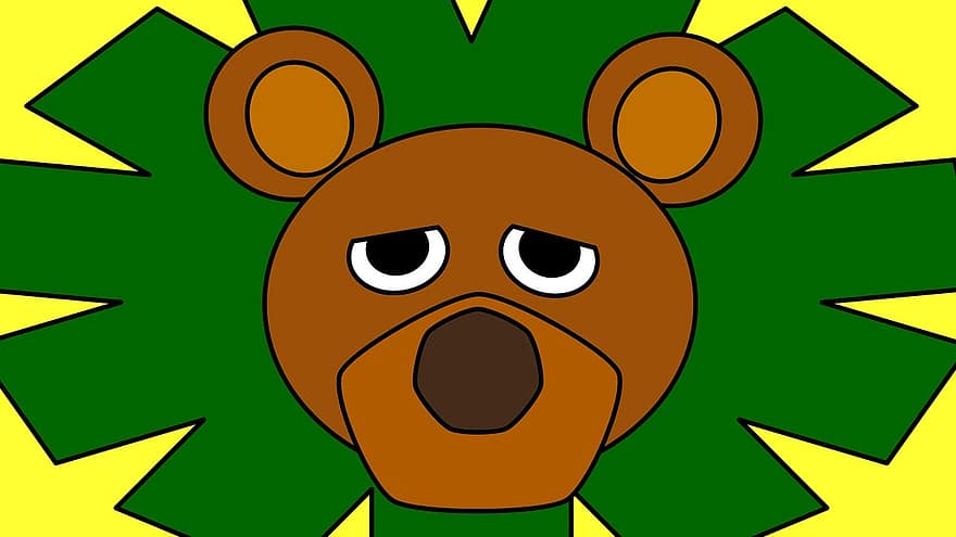 Bear, Green, Brown, Graphics, Drawing