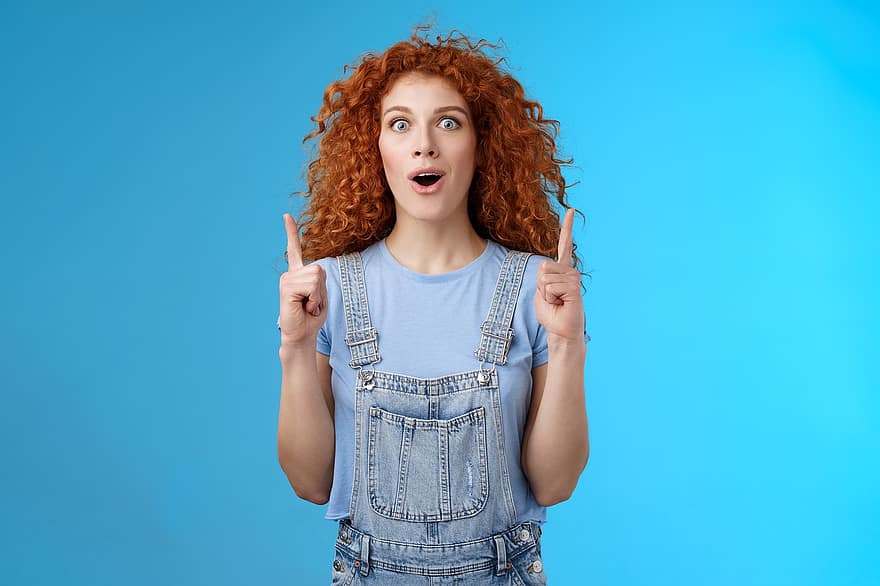 Girl, Woman, Female, Ginger, Red, Redhead, Aspiration, Up, Summer, Pointing, Indicating